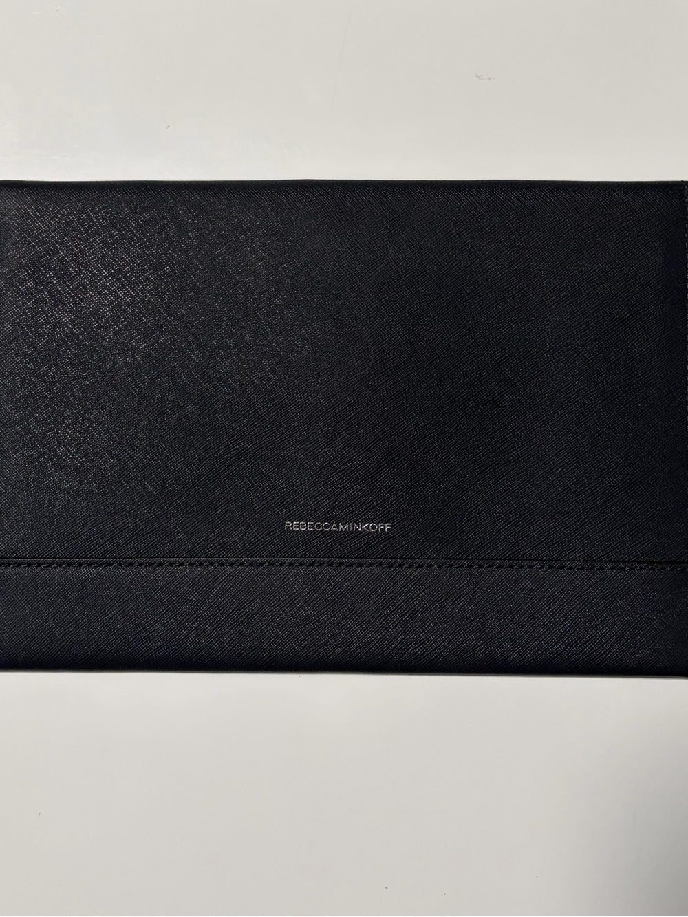 Rebecca Minkoff Textured Black Envelope Clutch with Zipper Accent